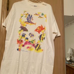 Haines White Long T Shirt or Beach Cover Up Size XL